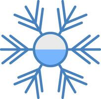 Schneeflocke Linie gefüllt Blau Symbol vektor