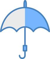 Regenschirm Linie gefüllt Blau Symbol vektor