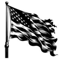 svart och vit illustration av de USA flagga vektor
