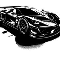 schwarz und Weiß Illustration von ein Hyperauto Sport Auto vektor