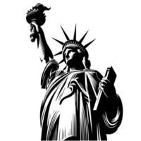 svart och vit illustration av de staty av frihet sightseeing i ny york stad vektor