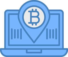 Bitcoin Ort Linie gefüllt Blau Symbol vektor