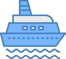 Schiff Linie gefüllt Blau Symbol vektor