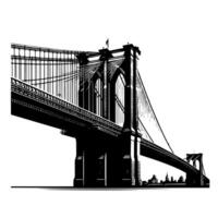 svart och vit illustration av brooklyn bro i ny york stad manhattan vektor