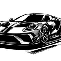 schwarz und Weiß Illustration von ein Hyperauto Sport Auto vektor