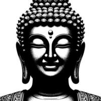 svart och vit illustration av en buddha staty symbol vektor