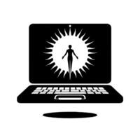 schwarz und Weiß Illustration von ein Laptop vektor