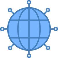 Welt breit Linie gefüllt Blau Symbol vektor