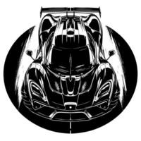 schwarz und Weiß Illustration von ein Hyperauto Sport Auto vektor