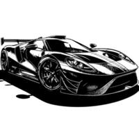 schwarz und Weiß Illustration von ein Hyperauto Sport Auto vektor