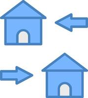 förändra av hus linje fylld blå ikon vektor