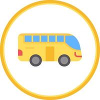 Turné buss platt cirkel ikon vektor