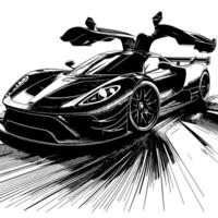 schwarz und Weiß Illustration von ein Hyperauto Sport Auto vektor