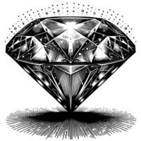 schwarz und Weiß Silhouette von ein perfekt Schnitt funkelnd Solitär Diamant Edelstein vektor