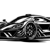 schwarz und Weiß Illustration von ein Hyperauto Sport Auto vektor