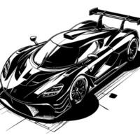 schwarz und Weiß Illustration von ein Hyperauto Sport Auto vektor