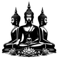 schwarz und Weiß Illustration von ein Buddha Statue Symbol vektor