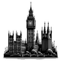 schwarz und Weiß Illustration von groß ben Turm im London vektor