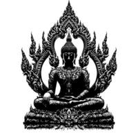 schwarz und Weiß Illustration von ein Buddha Statue Symbol vektor