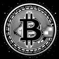 schwarz und Weiß Illustration von ein Single Bitcoin Münze vektor