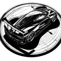 schwarz und Weiß Illustration von ein Hyperauto Sport Auto vektor