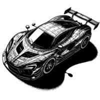 schwarz und Weiß Illustration von ein Hyperauto Sport Auto vektor