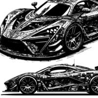 schwarz und Weiß Illustration von ein Hyperauto Sport Auto vektor