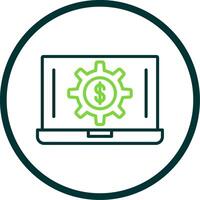 Laptop Geld Linie Kreis Symbol Design vektor