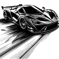 schwarz und Weiß Illustration von ein Hyperauto Sport Auto vektor