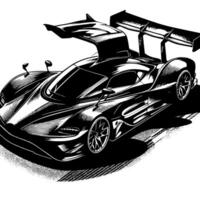 schwarz und Weiß Illustration von ein Hyperauto Sport Auto vektor