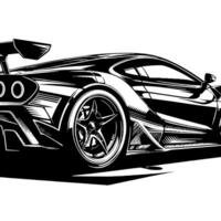 schwarz und Weiß Illustration von ein Hyperauto Sport Auto vektor