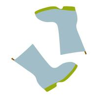 Paar von Gummi Stiefel im Blau Farbe, wasserdicht Herbst oder Frühling Schuhwerk zum saisonal Design im eben Stil. isoliert Illustration von Gummistiefel zum Schutz gegen Wasser und Pfützen. vektor