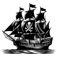 schwarz und Weiß Illustration von Pirat Schiff vektor