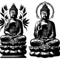 schwarz und Weiß Illustration von ein Buddha Statue Symbol vektor