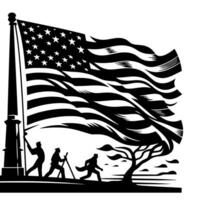 schwarz und Weiß Illustration von das USA Flagge vektor