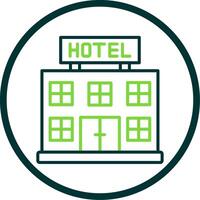 hotell linje cirkel ikon design vektor