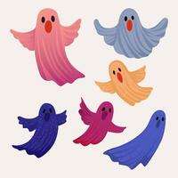 samling av spöken på en halloween firande begrepp vektor