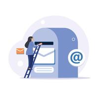 e-post och meddelandehantering e-post marknadsföring kampanj arbetssätt bearbeta ny e-post meddelande vektor