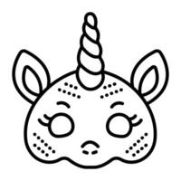 Einhorn Maskerade Maske, schwarz Linie Symbol vektor