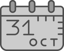 oktober 31: a linje fylld gråskale ikon design vektor
