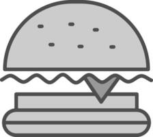 burger snabb mat linje fylld gråskale ikon design vektor