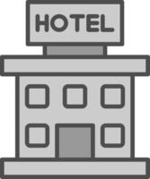 Hotel Linie gefüllt Graustufen Symbol Design vektor