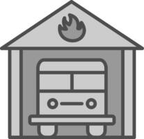 Feuer Bahnhof Linie gefüllt Graustufen Symbol Design vektor