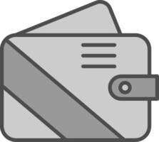 Brieftasche Linie gefüllt Graustufen Symbol Design vektor
