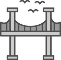 Brücke Linie gefüllt Graustufen Symbol Design vektor