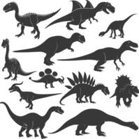 Silhouette prähistorisch Dinosaurier verschiedene schwarz Farbe nur vektor