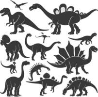 Silhouette prähistorisch Dinosaurier verschiedene schwarz Farbe nur vektor