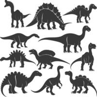 Silhouette prähistorisch Dinosaurier verschiedene schwarz Farbe nur vektor