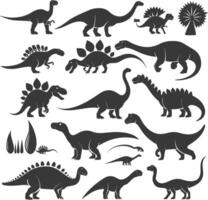 Silhouette prähistorisch Dinosaurier verschiedene schwarz Farbe nur vektor