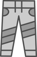 jeans linje fylld gråskale ikon design vektor
